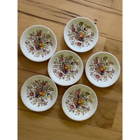 Windsor Ware Johnson Bros England Pomona set of 6 Saucer Plates 5.5" Vintage - Picture 5 of 7